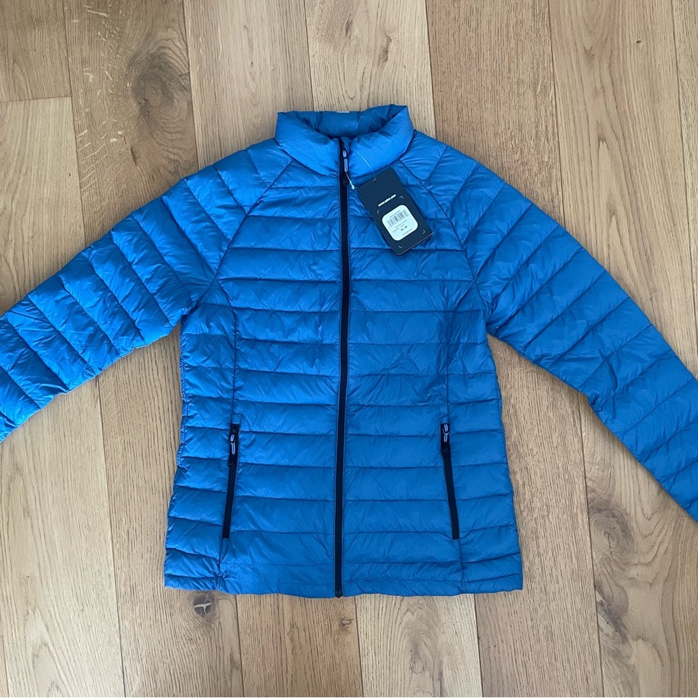 Asics Blue Puffer Jacket with Quilted Design